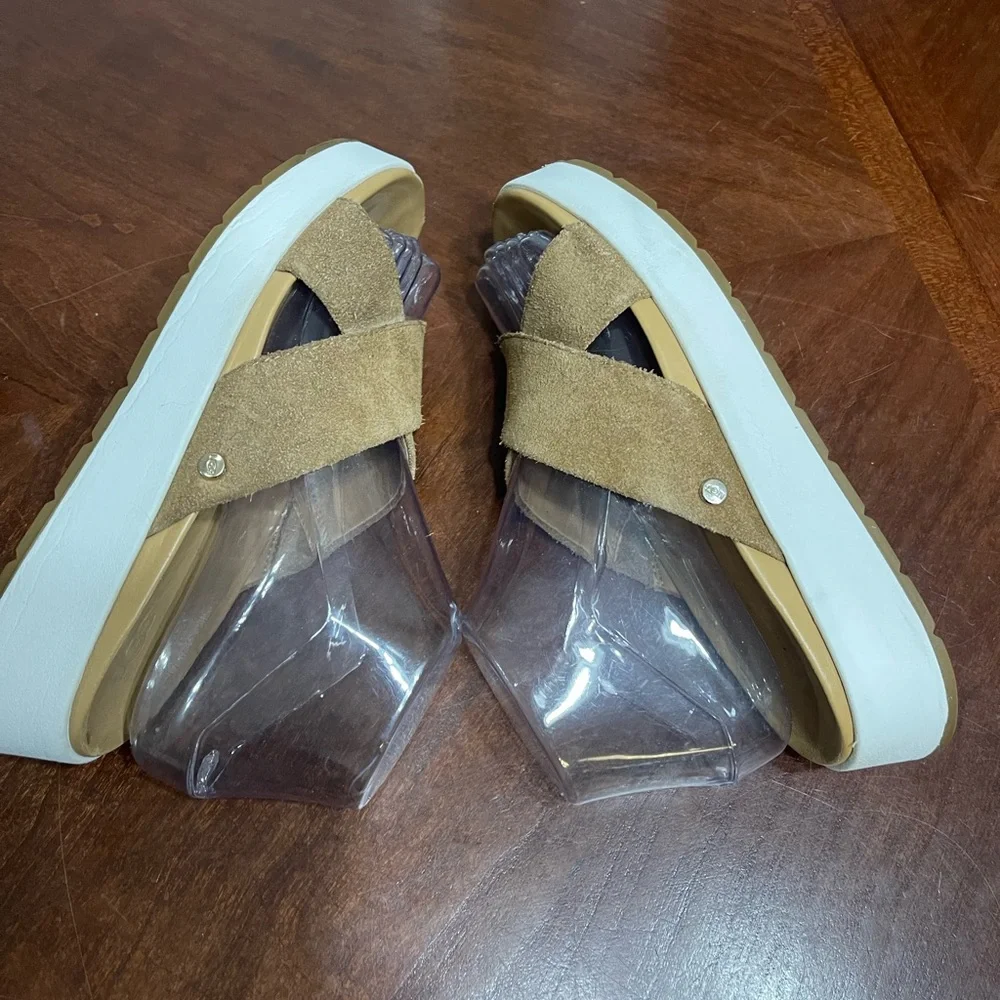 UGG Tan Suede Crisscross Slide Sandals - Picture 6 of 10